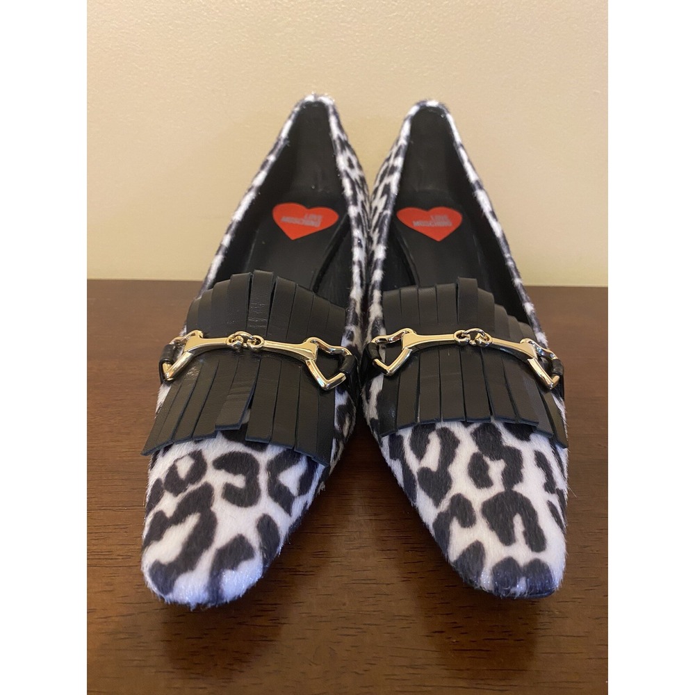 NEW Love Moschino White Leopard Print Mid Heel Pump Size 36 US 6 Italy MSRP 269